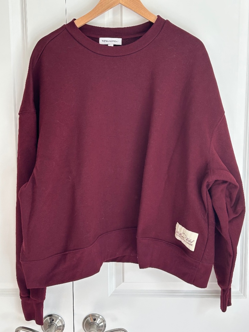 WeWoreWhat Wellness Club Oversized Crewneck Sweatshirt in maroon XXL